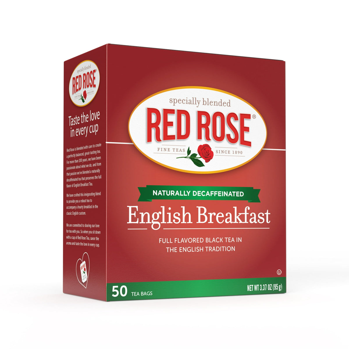 Red Rose Decaf English Breakfast Black Tea Bags 50 Count Meadow