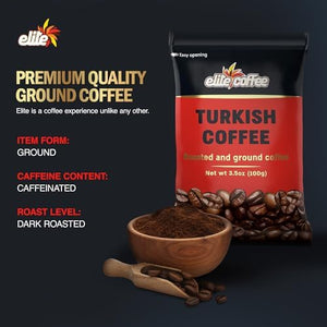 Elite Traditional Turkish Coffee Dark Roasted and Ground - 3.5 Ounce