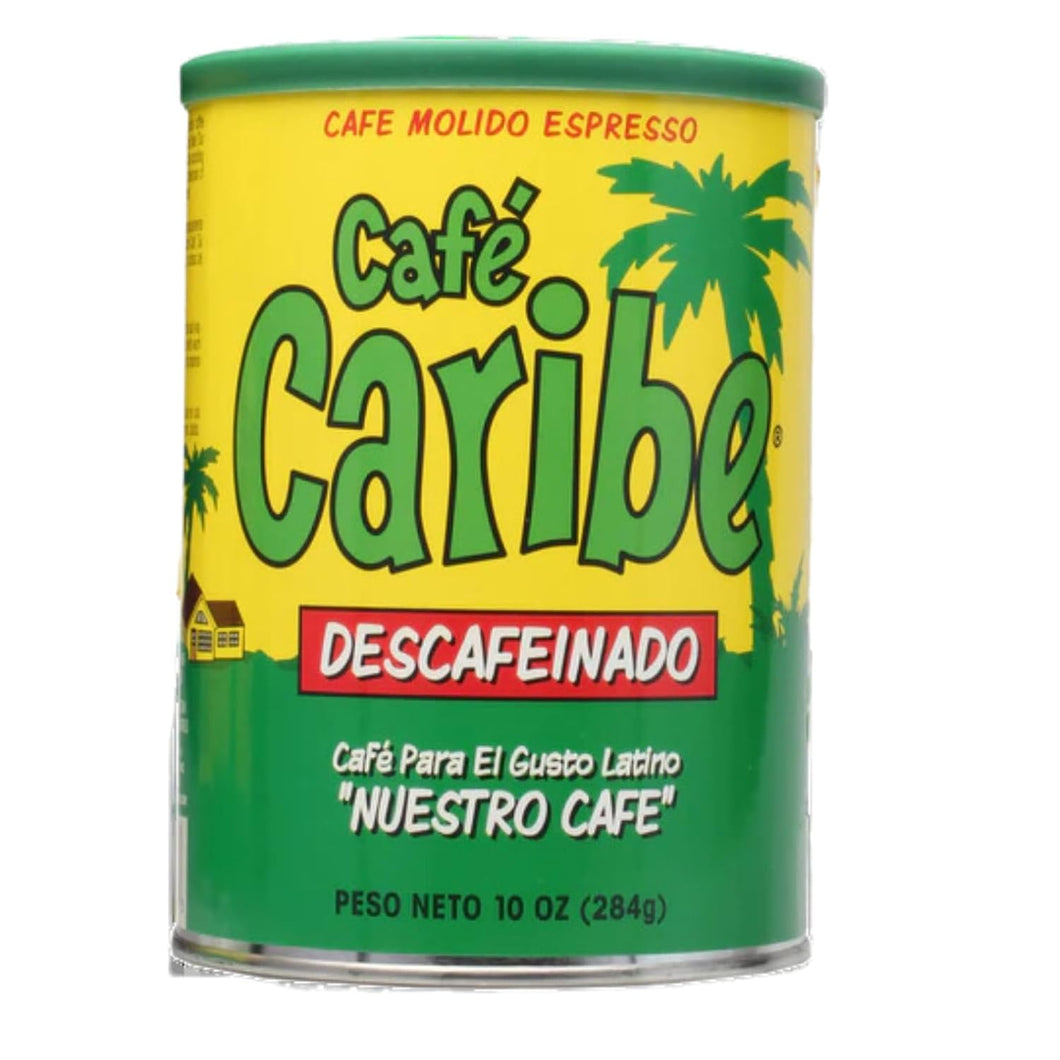 Cafe Caribe Decaffeinated Latin Flavor Inspired Dark Roasted Espresso Blend Coffee Can - 10 Ounce