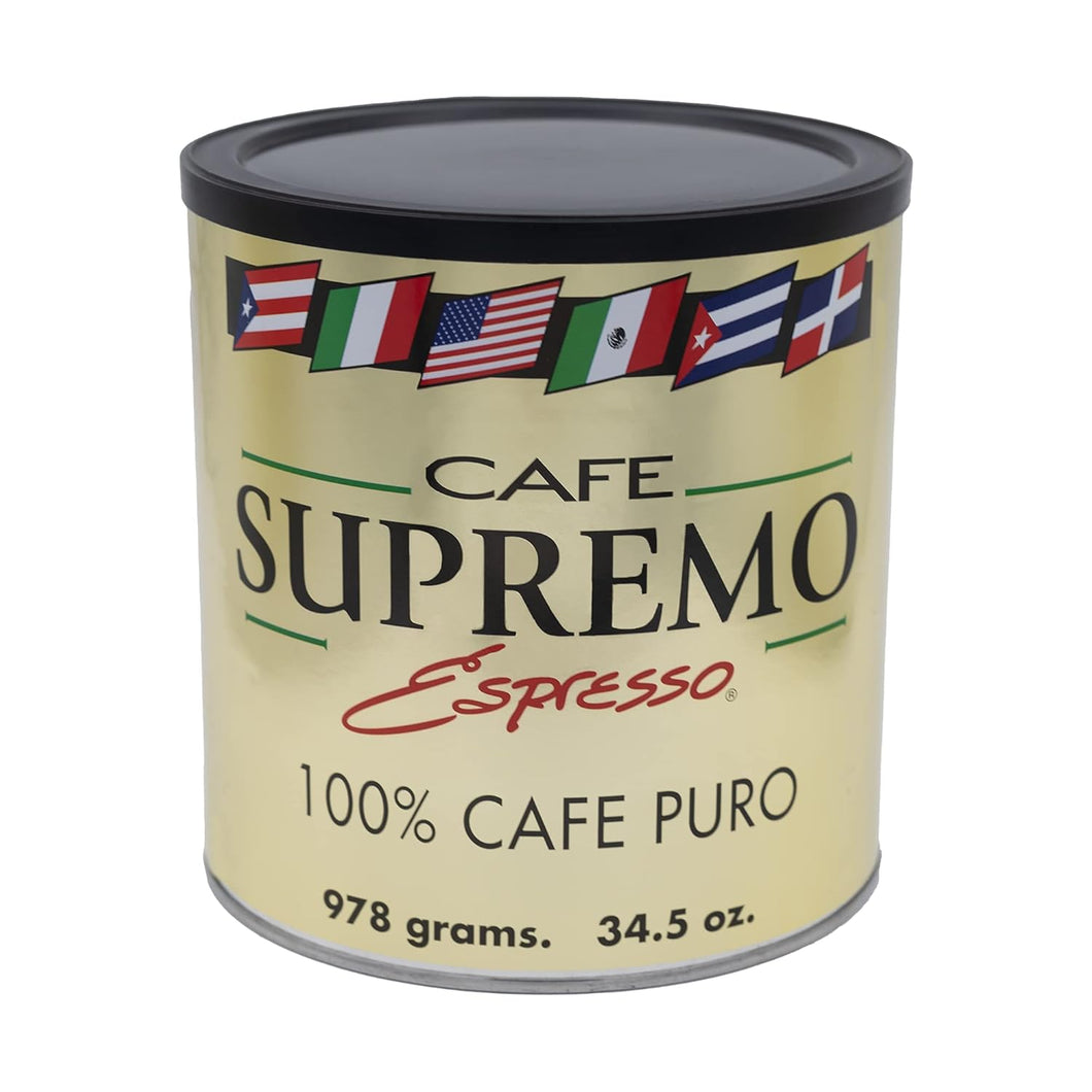 Cafe Supremo 100% Espresso Ground Coffee, Dark Roast Can - 34.5 Ounce