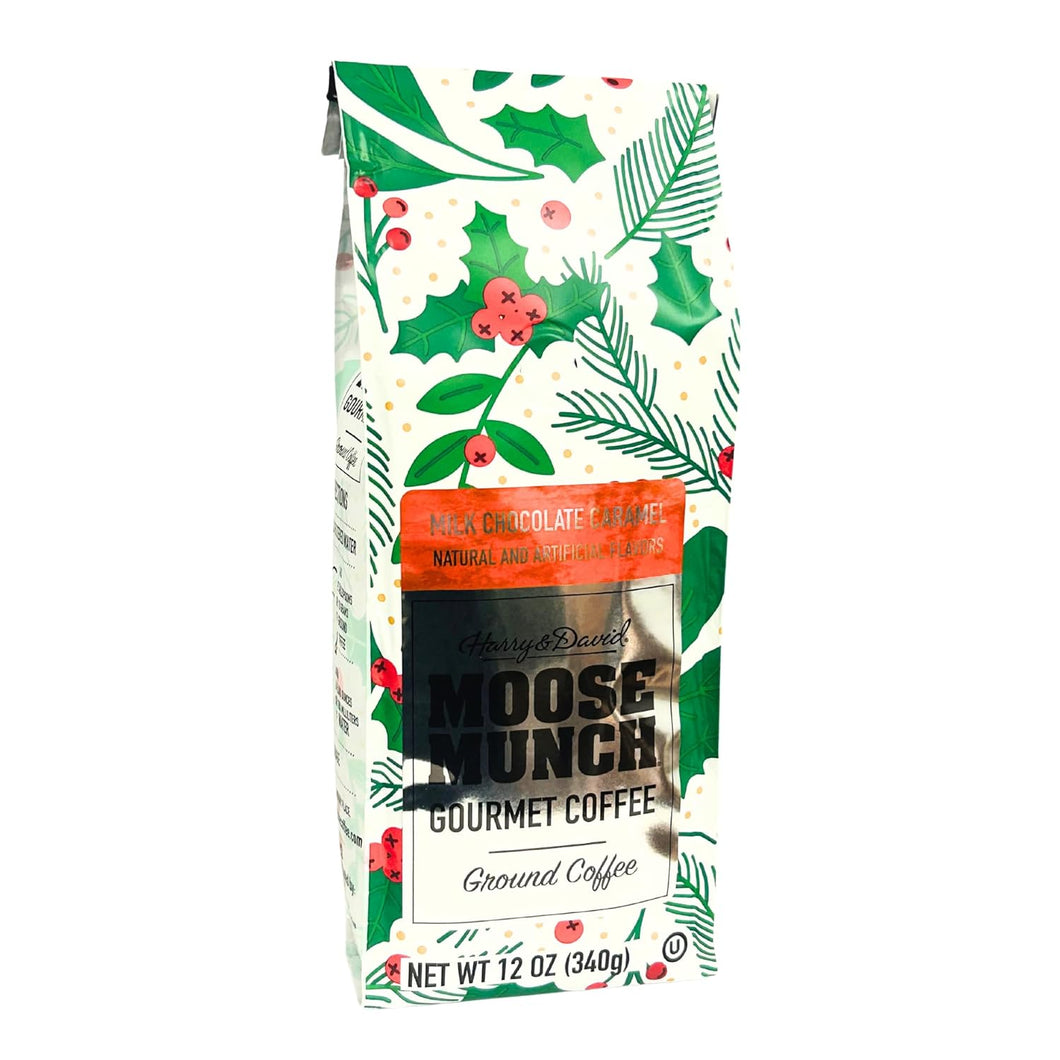 Moose Munch Holiday Edition Milk Chocolate Caramel Flavored Ground Coffee - 12 Ounce