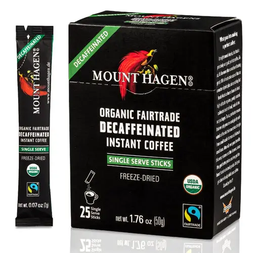 Mount Hagen Organic Decaf Instant Coffee Single Serve Sticks - 25 Count