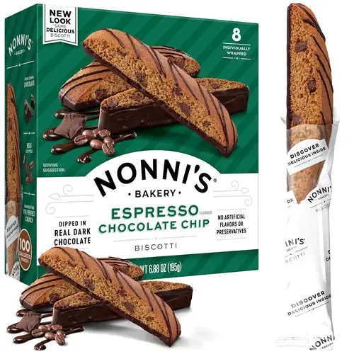 Nonni's Espresso Chocolate Chip Biscotti Italian Cookies - 8 Count