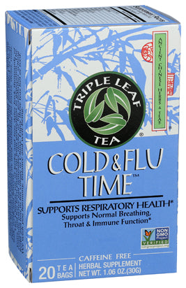 Triple Leaf Tea Cold & Flu Time Herbal Tea Bags - 20 Count (Case of 6)