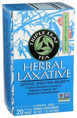Triple Leaf Tea Herbal Laxative Tea Bags - 20 Count (Case of 6)