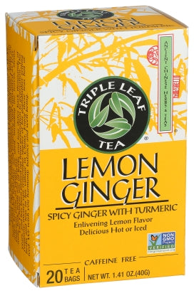 Triple Leaf Tea Lemon Ginger Herbal Tea Bags - 20 Count (Case of 6)