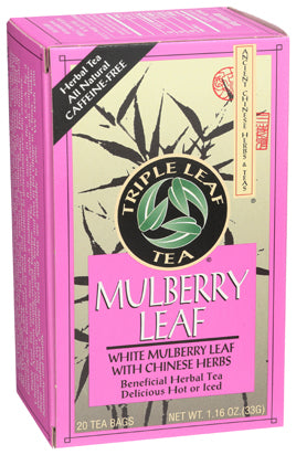 Triple Leaf Tea White Mulberry Leaf Herbal Tea Bags - 20 Count (Case of 6)