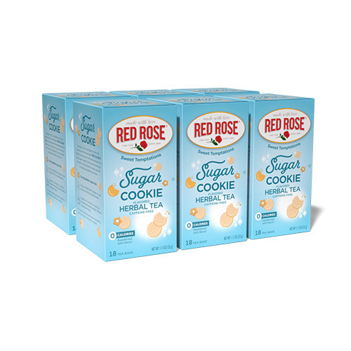 Red Rose Sugar Cookie Herbal Tea Bags - 18 Count (Pack of 6)