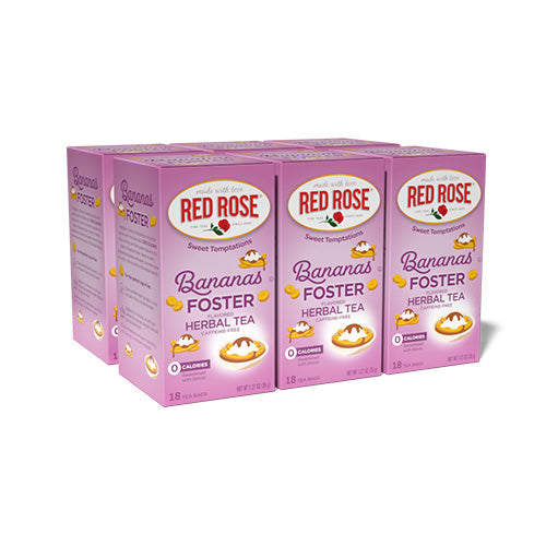 Red Rose Bananas Foster Herbal Tea Bags - 18 Count (Pack of 6)