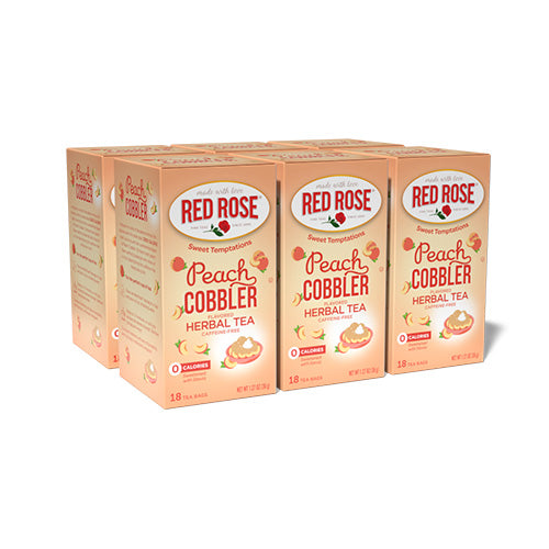 Red Rose Peach Cobbler Herbal Tea Bags - 18 Count (Pack of 6)