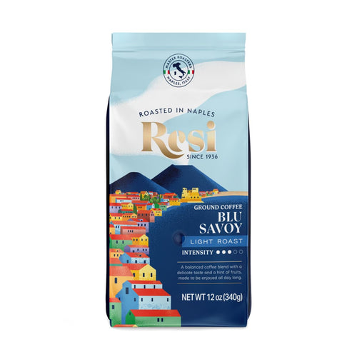 Resi Coffee Blue Savoy Light Roast, From Italy, Ground - 12 Ounce (Case of 6)