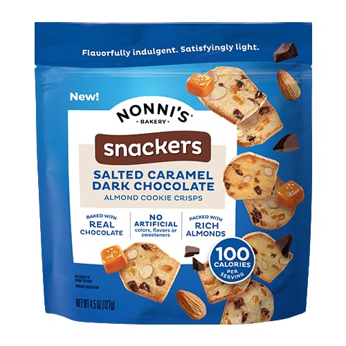 Nonni's Bakery Snackers - Salted Caramel Dark Chocolate Almond Cookie Crisps - 4.5 oz