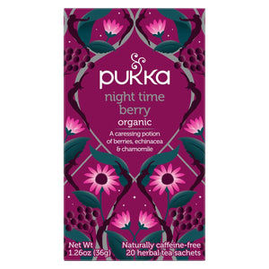 Pukka Organic Tea Bags, Night Time Berry Herbal Tea, with Chamomile, Echinacea, and Elderberry - 20 Count