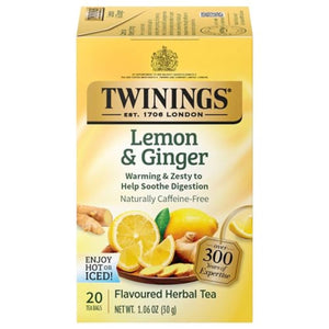 Twinings Lemon & Ginger Caffeine Free Herbal Tea Bags - 20 Count