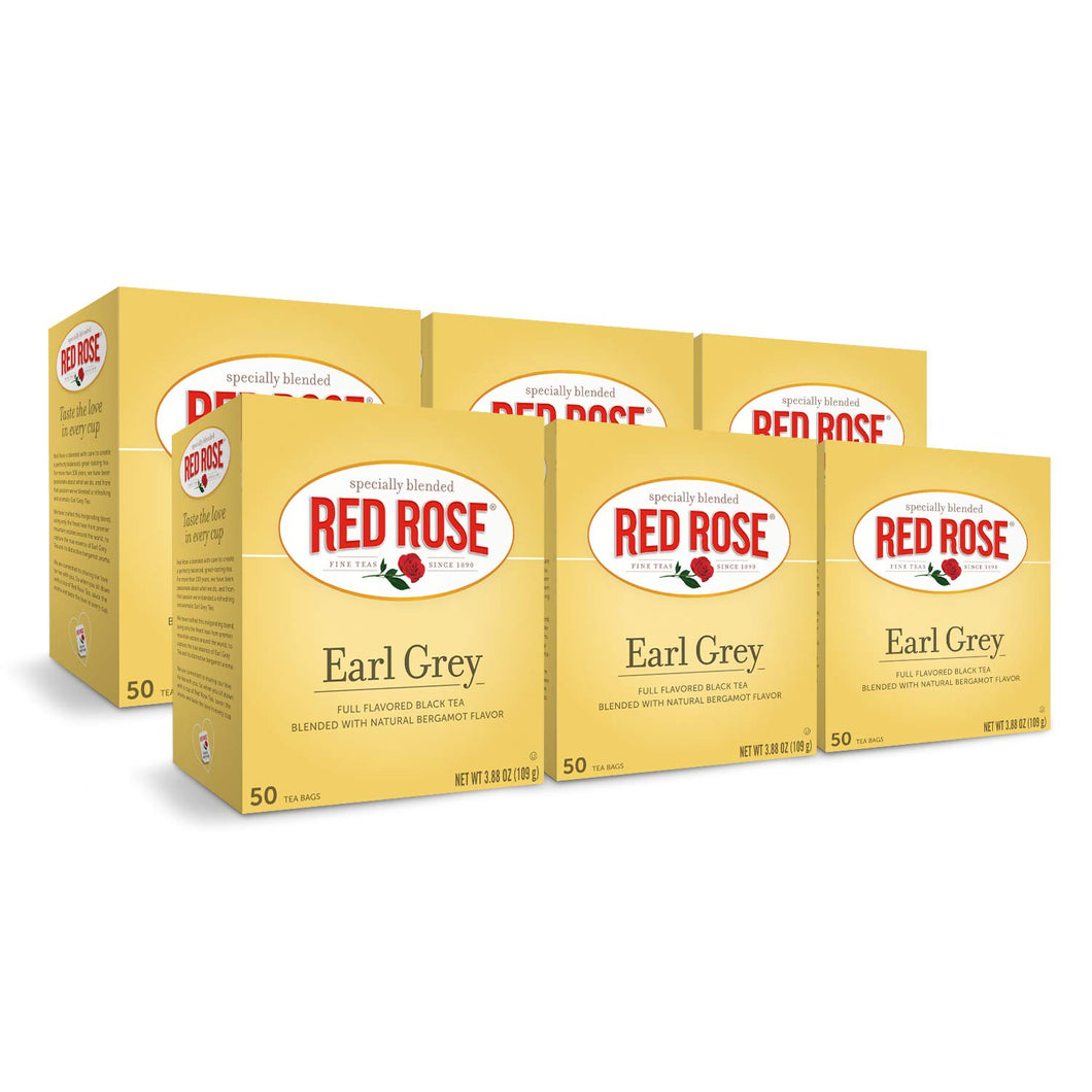 Red Rose Earl Grey Black Tea Bags - 50 Count (Case of 6)