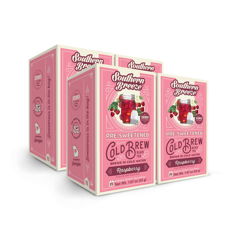 Southern Breeze Cold Brew Raspberry Iced Tea Bags - 20 Count (Case of 4)