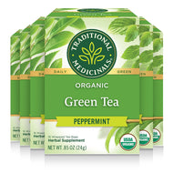 Traditional Medicinals Organic Peppermint Green Tea Bags - 16 Count (Case of 6)