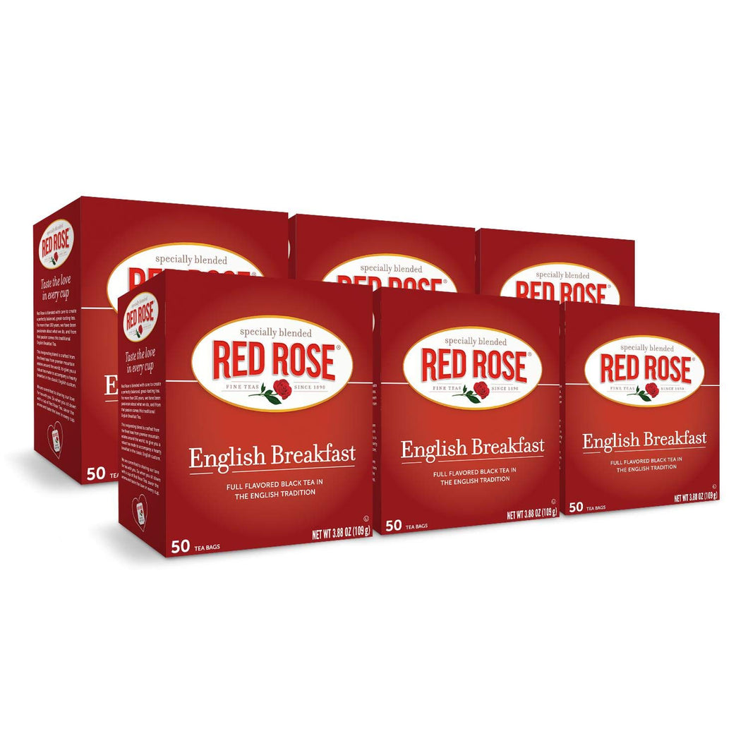 Red Rose English Breakfast Black Tea Bags - 50 Count (Case of 6)
