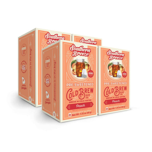 Southern Breeze Cold Brew Peach Iced Tea Bags - 20 Count (Case of 4)