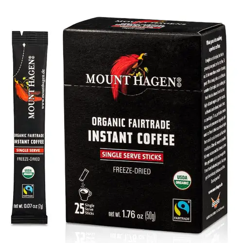 Mount Hagen Organic Instant Regular Coffee Single Serve Sticks - 25 Count
