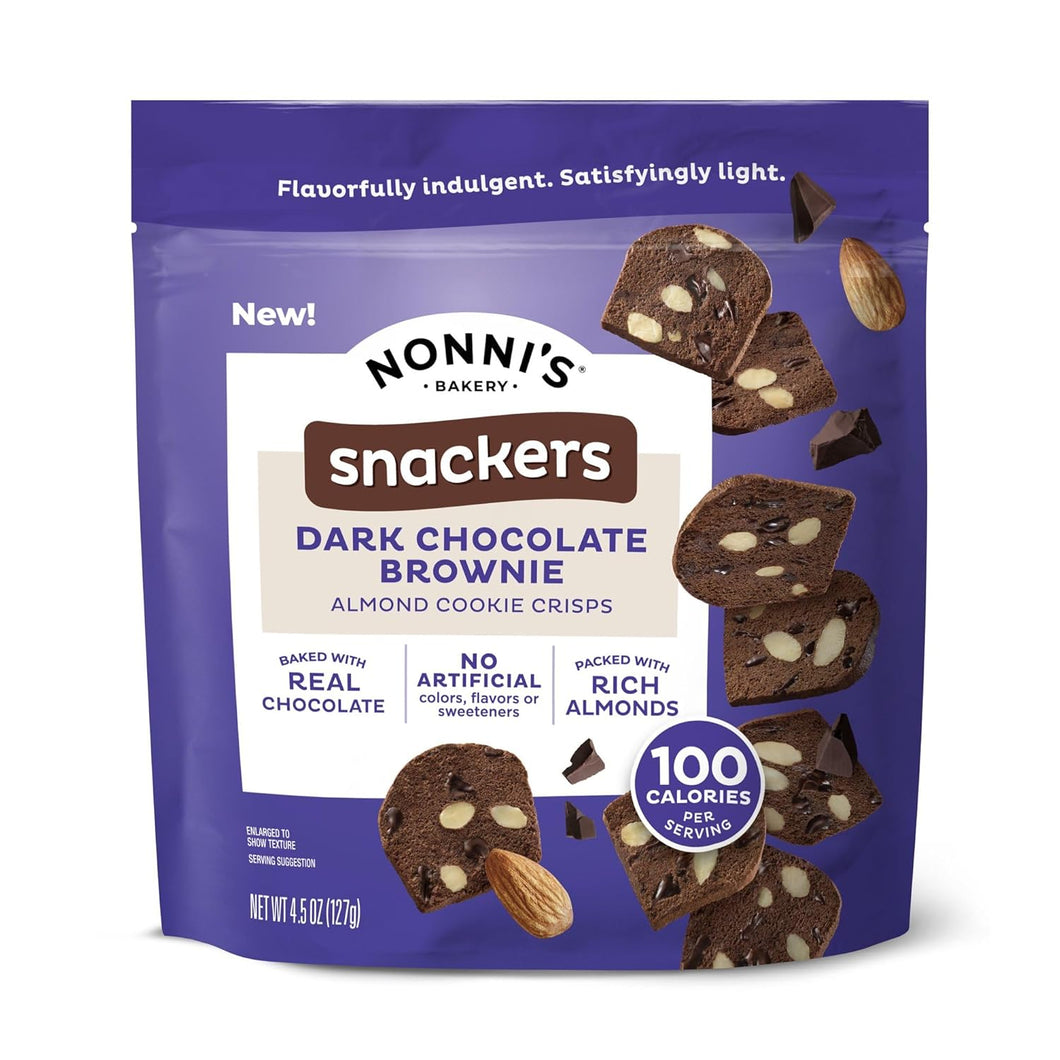 Nonni's Bakery Snackers - Dark Chocolate Brownie Almond Cookie Crisps - 4.5 oz