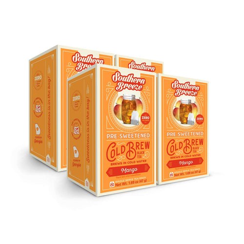 Southern Breeze Cold Brew Mango Iced Tea Bags - 20 Count (Case of 4)