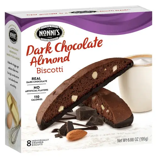 Nonni's Dark Chocolate Almond Biscotti Italian Cookies - 8 Count