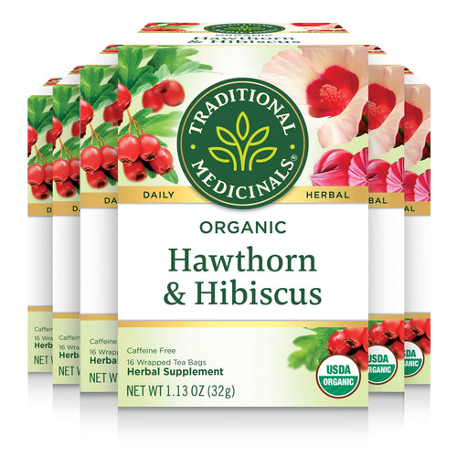 Traditional Medicinals Organic Hawthorn & Hibiscus Tea Bags - 16 Count (Case of 6)