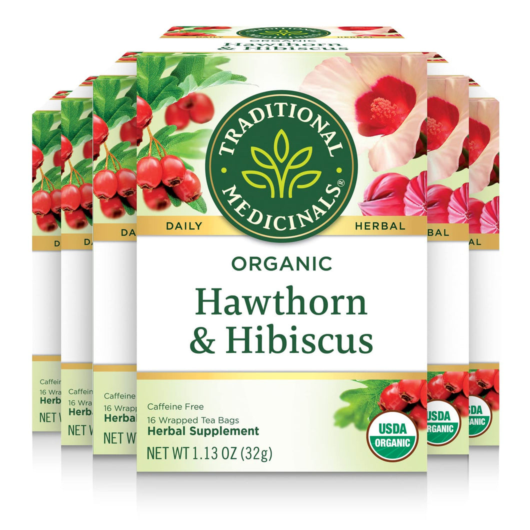 Traditional Medicinals Organic Hawthorn & Hibiscus Tea Bags - 16 Count (Case of 6)