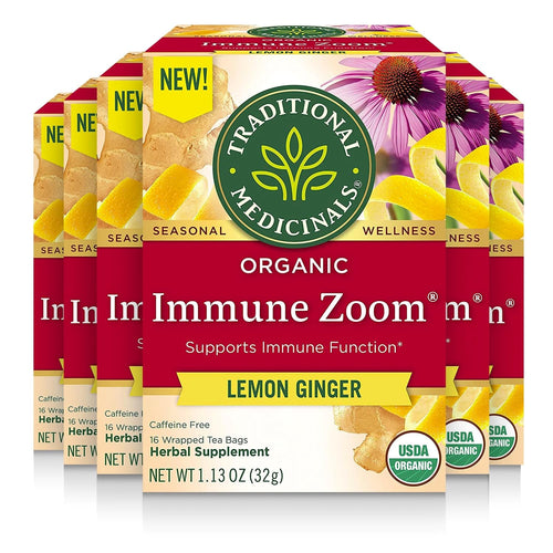 Traditional Medicinals Immune Zoom Lemon & Ginger Tea Bags - 16 Count (Case of 6)