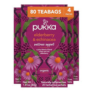 Pukka Organic Tea Bags, Elderberry & Echinacea Herbal Tea - 20 Count (Case of 4)