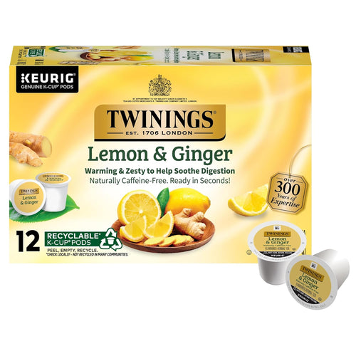 Twinings Lemon & Ginger Herbal Tea K-Cups - 12 Count (Case of 6)
