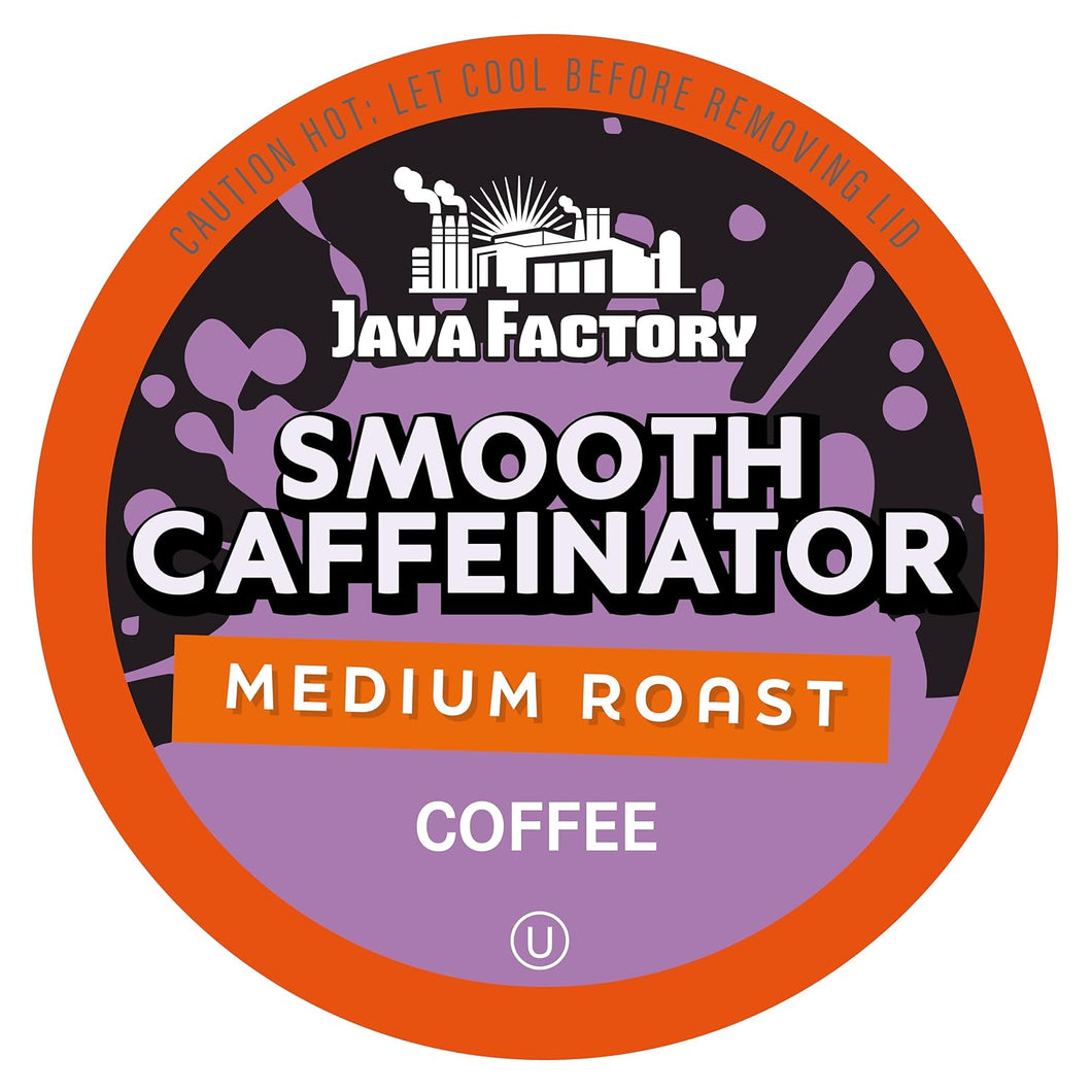Java Factory Smooth Caffeinator Medium Roast Single Serve Coffee - 12 Count (Case of 6)
