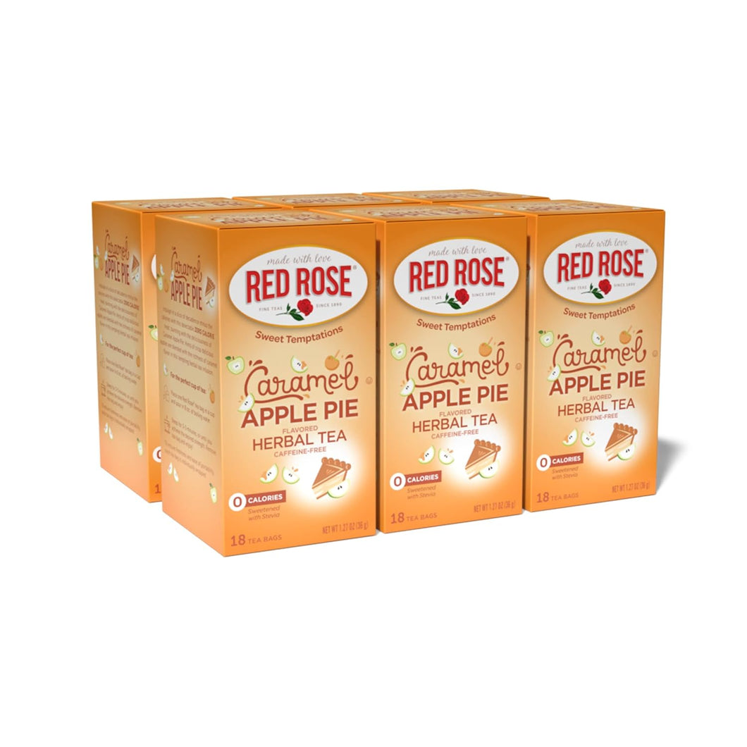 Red Rose Caramel Apple Pie Herbal Tea Bags - 18 Count (Case of 6)