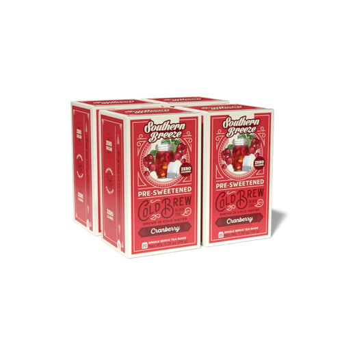 Southern Breeze Cold Brew Cranberry Iced Tea Bags - 20 Count (Case of 4)