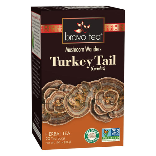 Bravo Tea Turkey Tail Mushroom Herbal Tea Bags - 20 Count (Case of 6)