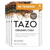Tazo Tea Organic Chai Black Tea Bags - 16 Count (Case of 6)