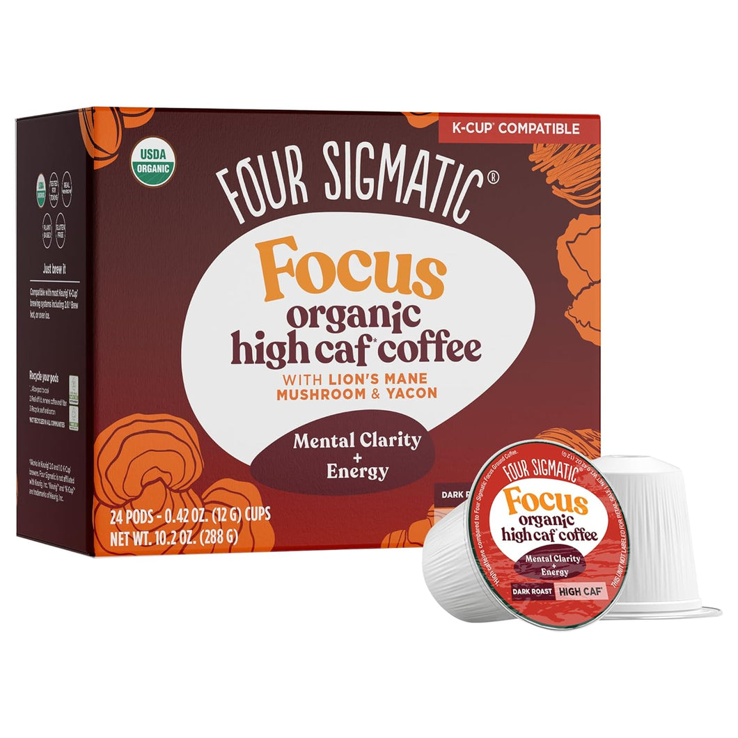Four Sigmatic Focus High Caf Mushroom Coffee Single Serve Cups - 24 Count