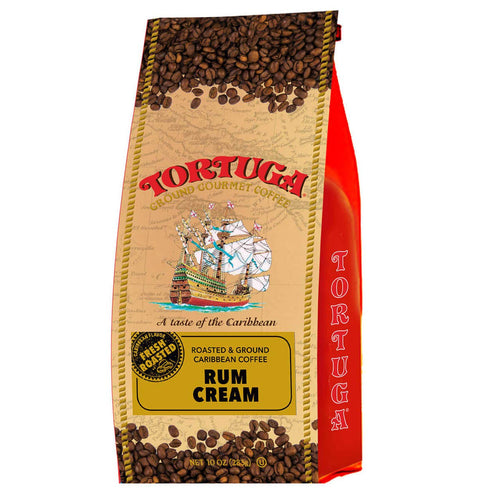 Tortuga Rum Cream Flavored Gourmet Ground Coffee - 10 Ounce (Case of 6)