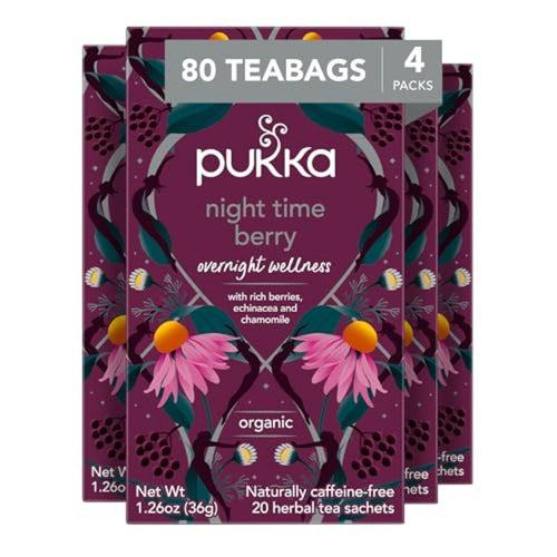 Pukka Tea, Night Time Berry with Chamomile, Echinacea & Elderberry - 20 Count (Case of 4)