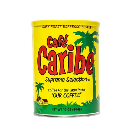 Cafe Caribe 100% Espresso Ground Coffee with a Latino Taste Blend, Vacuum-Sealed Cans - 10 Ounce