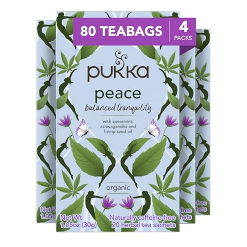 Pukka Organic Tea Bags, Peace Herbal Tea with Spearmint - 20 Count (Case of 4)