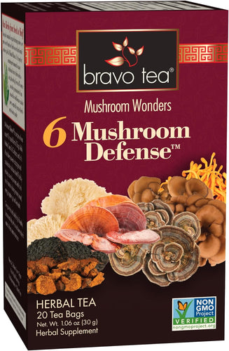 Bravo Tea 6 Mushroom Defense Herbal Tea Bags - 20 Count (Case of 6)