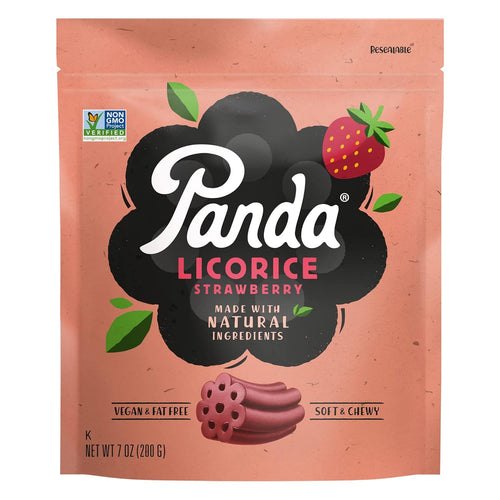 Panda Natural Soft Chews Strawberry Licorice Candy - 7 Ounce Bag