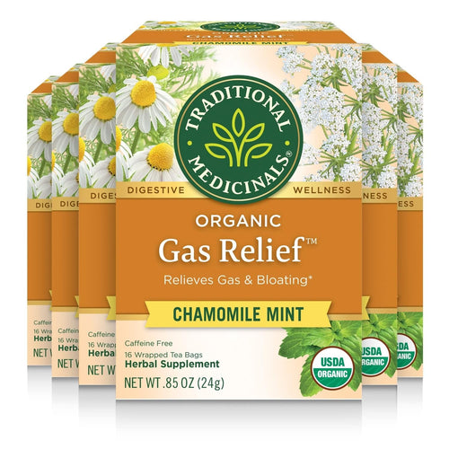 Traditional Medicinals Gas Relief Caffeine Free Herbal Tea - 16 Count (Case of 6)