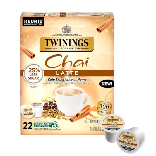 Twinings Chai Latte Flavored Black Tea K-Cups - 22 Count (Case of 4)