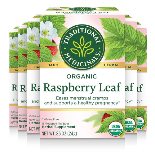 Traditional Medicinals Organic Raspberry Leaf Herbal Tea Bags - 16 Count (Case of 6)