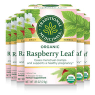 Traditional Medicinals Organic Raspberry Leaf Herbal Tea Bags - 16 Count (Case of 6)