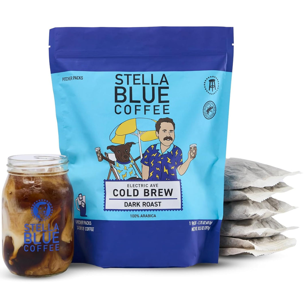 Stella Blue Cold Brew, Electric Ave Dark Roast 100% Arabica - 6 Count (Case of 4)