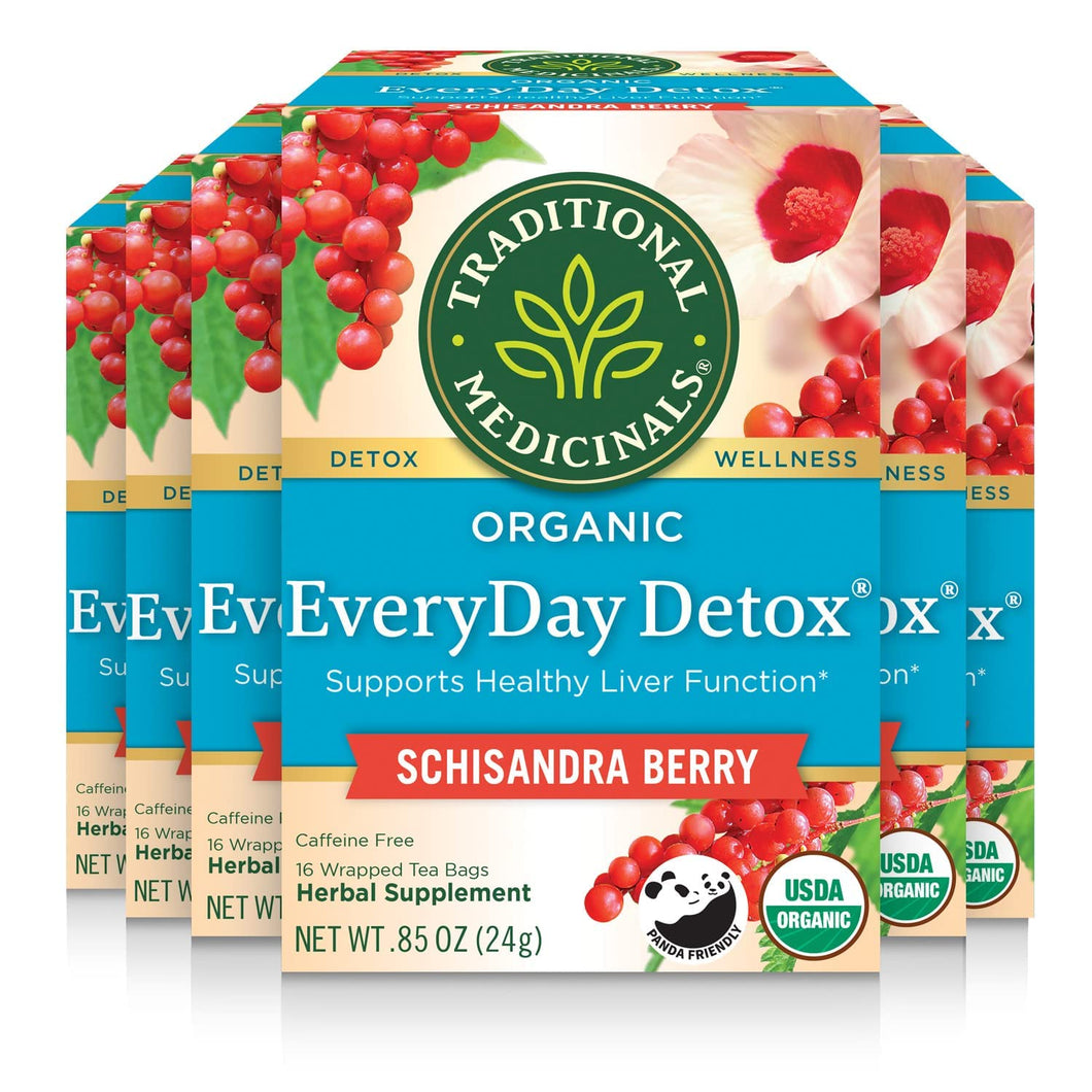 Traditional Medicinals Everyday Detox Schisandra Berry Herbal Tea - 16 Count (Case of 6)
